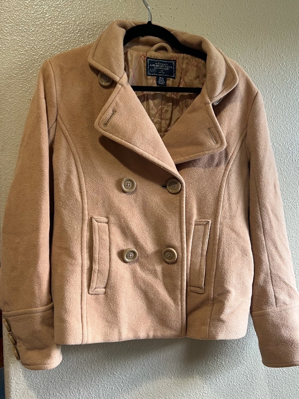 American Eagle Outfitters Women's Tan Double-Breasted Peacoat y2k size medium